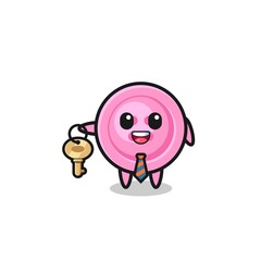 cute clothing button as a real estate agent mascot