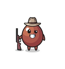 chocolate egg hunter mascot holding a gun