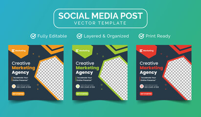 Digital Marketing Business Social Media Post Template | Minimalist Square Banner, Poster, Promotional, Advertising Post Design