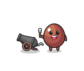 Fototapeta premium cute chocolate egg shoot using cannon