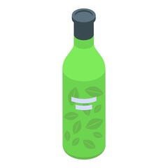Eco leaf bottle icon isometric vector. Green plastic