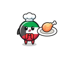 kuwait flag fried chicken chef cartoon character