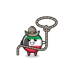 the kuwait flag cowboy with lasso rope