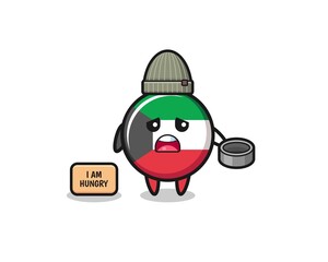 cute kuwait flag beggar cartoon character