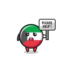 cute kuwait flag hold the please help banner