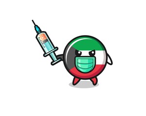 illustration of the kuwait flag to fight the virus