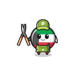 cute kuwait flag as gardener mascot
