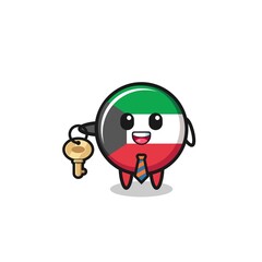 cute kuwait flag as a real estate agent mascot
