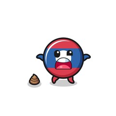 laos flag earth surprised to meet poop