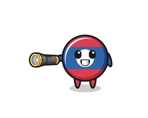 laos flag mascot holding flashlight