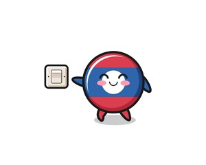cartoon laos flag is turning off light