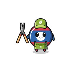 cute laos flag as gardener mascot