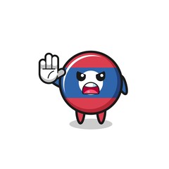laos flag character doing stop gesture