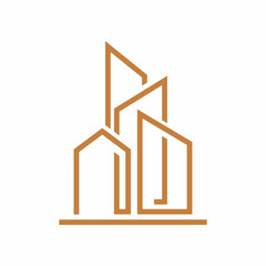 unique line building real estate logo design