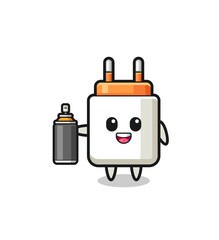 the cute power adapter as a graffiti bomber
