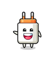 Obraz premium happy power adapter cute mascot character