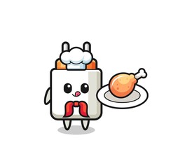 power adapter fried chicken chef cartoon character