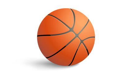 Orange Basketball Ball with Shadow. Realistic Vector Illustration. Isolated on White Background. EPS 10.