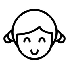 Cute girl head icon outline vector. Face hair