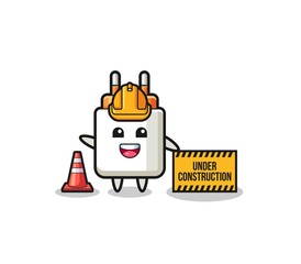 illustration of power adapter with under construction banner