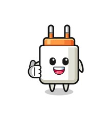 power adapter mascot doing thumbs up gesture