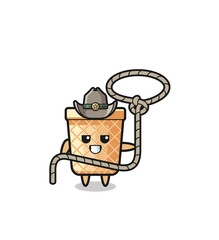 the waffle cone cowboy with lasso rope