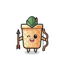 waffle cone cartoon as medieval archer mascot