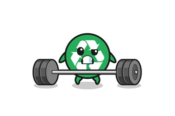 Fototapeta na wymiar cartoon of recycling lifting a barbell
