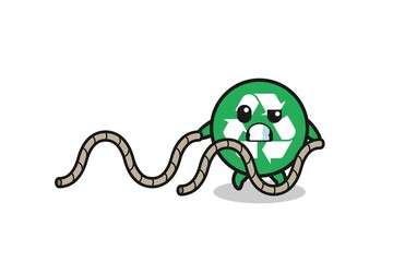 illustration of recycling doing battle rope workout