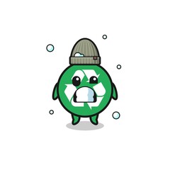 Obraz premium cute cartoon recycling with shivering expression