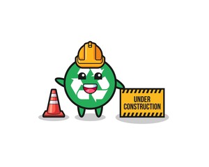 illustration of recycling with under construction banner