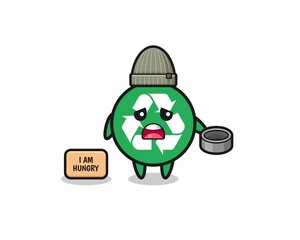 cute recycling beggar cartoon character