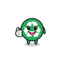recycling mascot doing thumbs up gesture