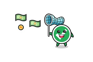 illustration of the check mark catching flying money
