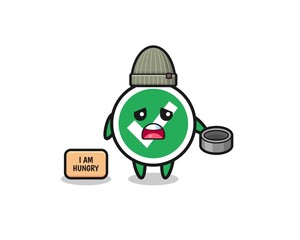 cute check mark beggar cartoon character