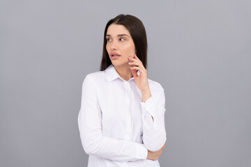 confident lady boss. sexy businesswoman in white shirt. business success