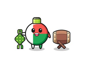 madagascar flag muslim character are celebrating Eid Al Fitr