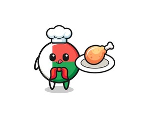 madagascar flag fried chicken chef cartoon character