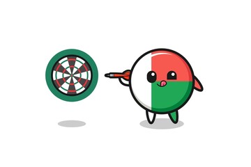 cute madagascar flag is playing dart