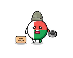 Naklejka premium cute madagascar flag beggar cartoon character