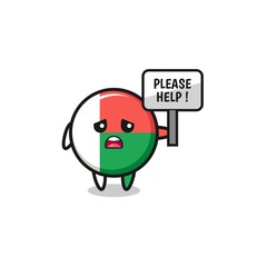 cute madagascar flag hold the please help banner