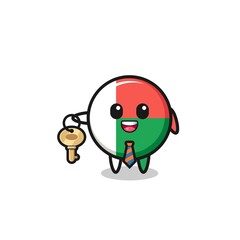 cute madagascar flag as a real estate agent mascot