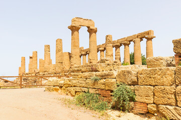 Wonderful Sceneries of The Temple of Juno (Tempio di Giunone) In Valley of Temples, Agrigento, Sicily, Italy.