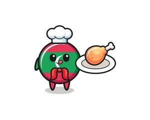 maldives flag fried chicken chef cartoon character