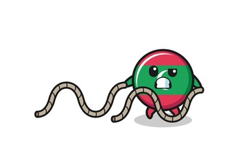 illustration of maldives flag doing battle rope workout