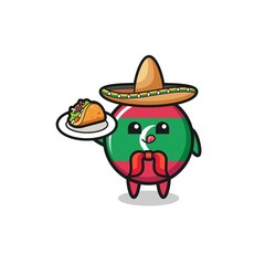 maldives flag Mexican chef mascot holding a taco