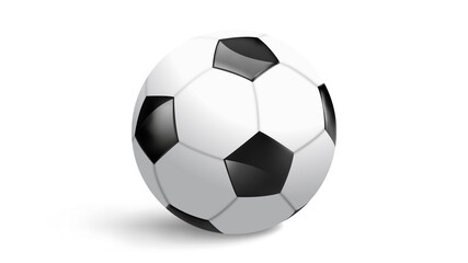 Leather soccer ball. Vector illustration isolated on white background. EPS 10. Realistic illustration.