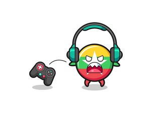 myanmar flag gamer mascot is angry