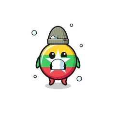 cute cartoon myanmar flag with shivering expression