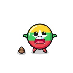 myanmar flag earth surprised to meet poop